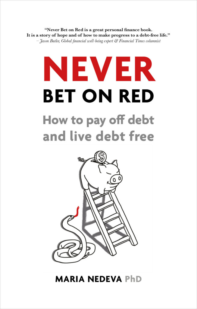 Book cover illustration for 'Never Bet on Red' by Maria Nedeva