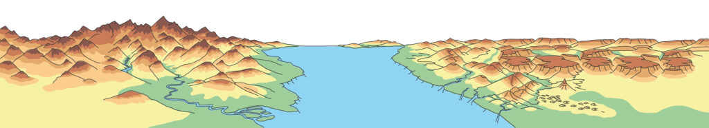 Imaginary landscape fpr children's atlas