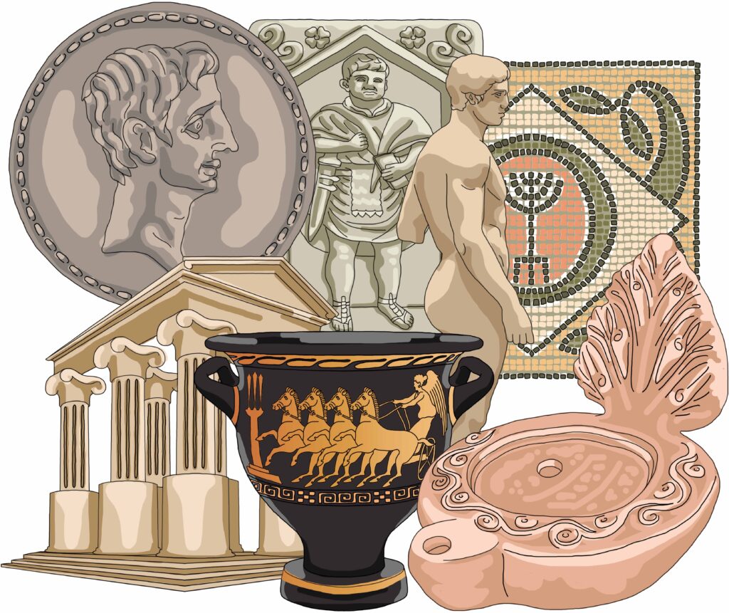 Illustrations from the book 'Poems for Children: Roman Art' by Val Jones