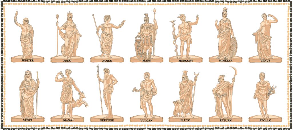 Illustrations for Poems for Children: Roman Gods and Goddesses by Val Jones